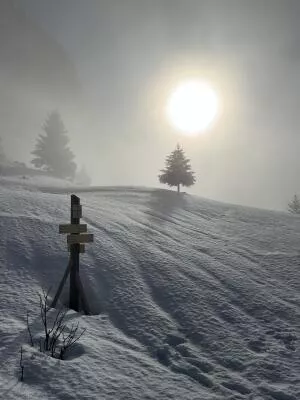 Ambiance neige sentier secret - lunaire - avec Agence Poudre d'Escampette