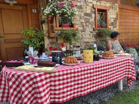 A gourmet table after visiting the flock